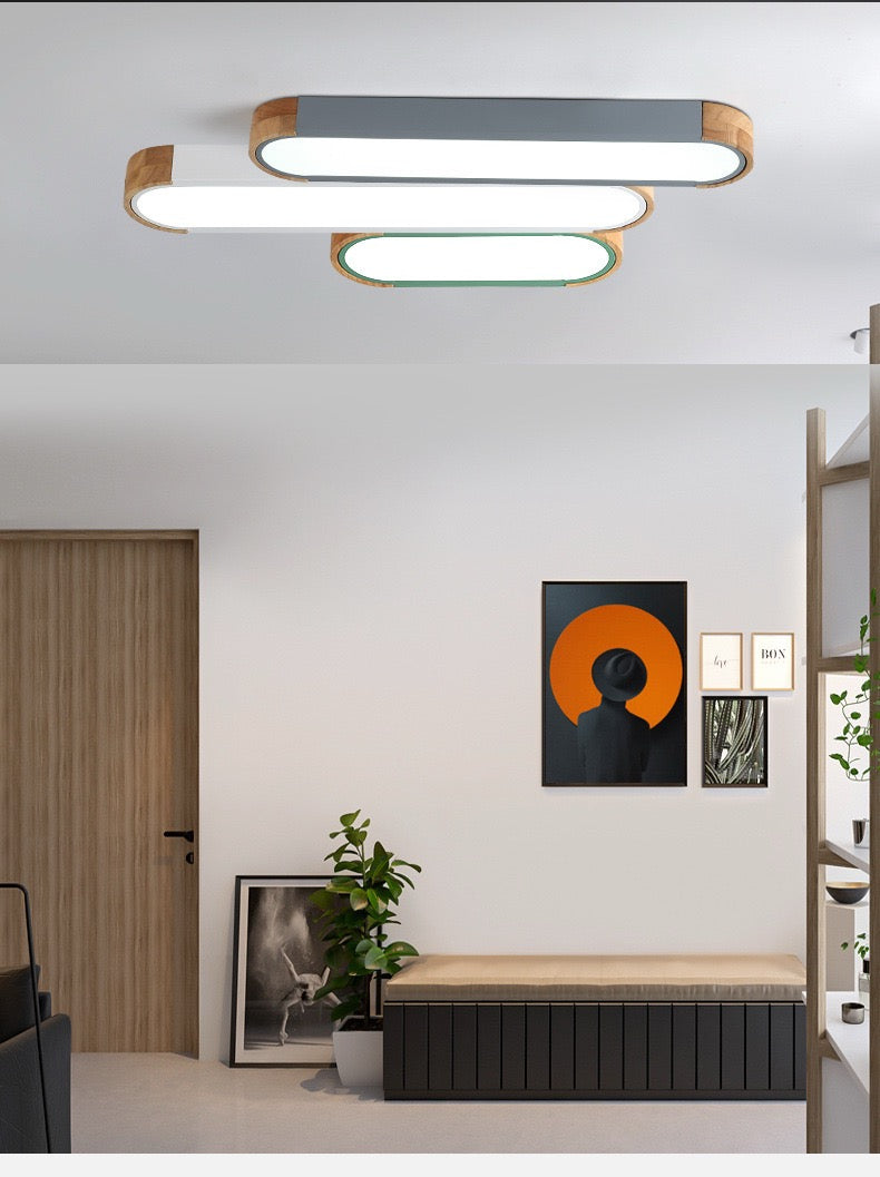 Plafonnier LED Nordique Bois & Métal — 65cm
