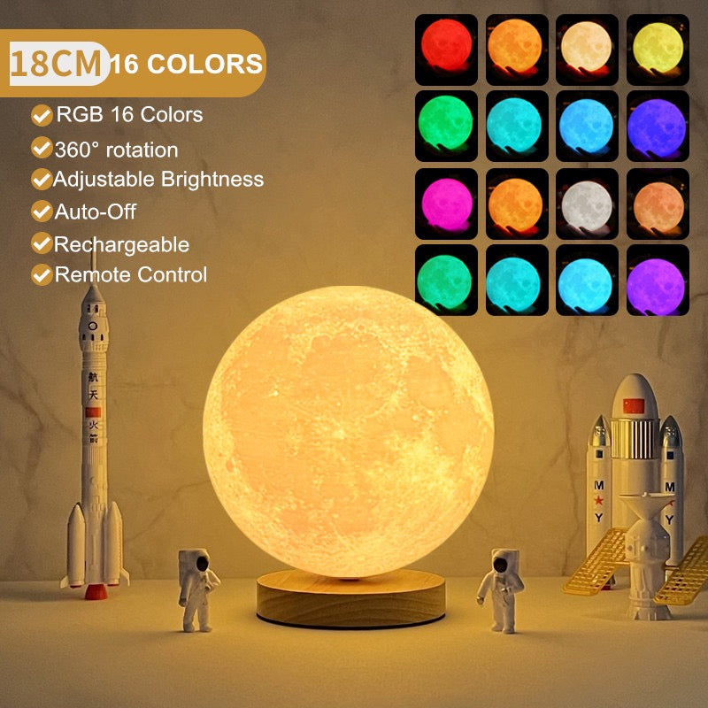 Lampe Lune 3D Flottante Magnétique - Veilleuse LED 16 Couleurs