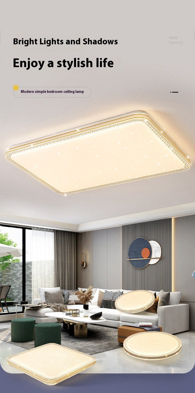 Plafonnier LED Cristal Acrylique Carré – Design Élégant