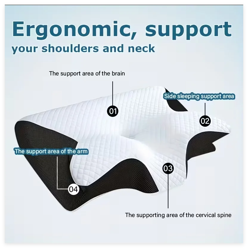 Oreiller cervical ergonomique - Mousse à mémoire de forme